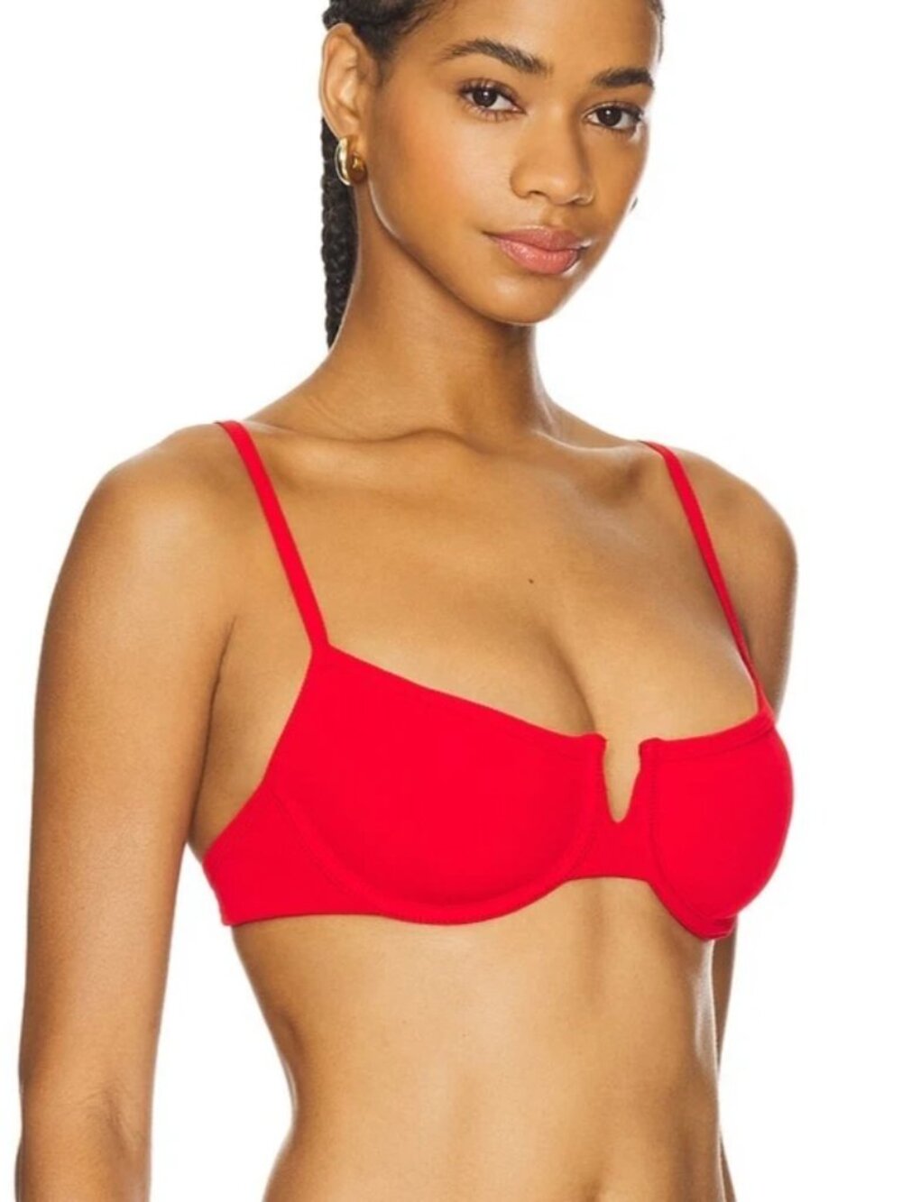 NEW! $119 L * SPACE Hunter Ribbed Bikini Top Flame Red DD Cup Size
